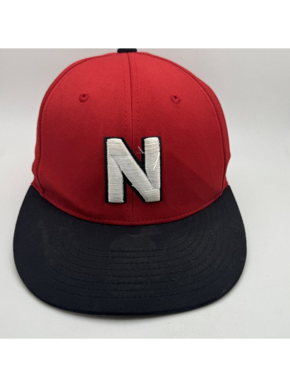 Nebraska Flexfit Premium Line Fitted Hat Size XS Red Black Perforated